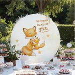 Wooden printed sign, Fox and little fox