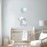 Wall sticker, Blue elephant and Ballon