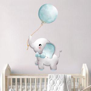 Wall sticker, Blue elephant and Ballon