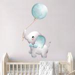 Wall sticker, Blue elephant and Ballon