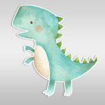 Wooden printed figure for baptism candle, Cute Baby dino watercolor