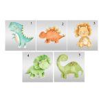Wooden printed figure for baptism candle, Cute Baby dino watercolor