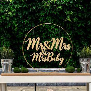 Mr and Mrs and Mrs baby για αψίδα βάπτισης, ξύλινο