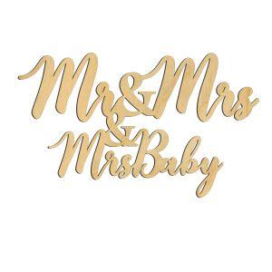 Wooden Mr and Mrs and Mr baby for wedding decoration 2