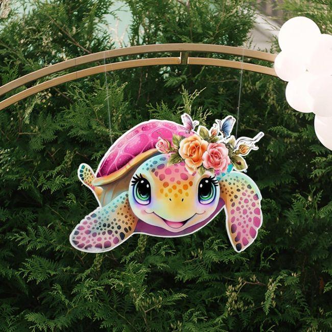 Wooden figure printed Colorfull turtle