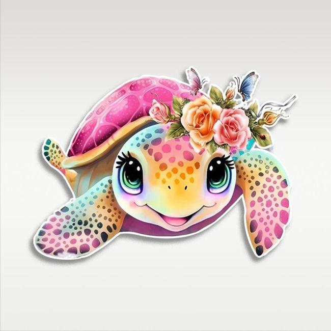 Wooden figure printed Colorfull turtle