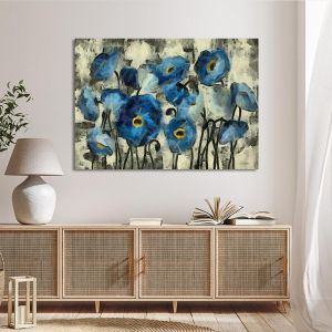 Πίνακας σε καμβά μπλε παπαρούνες Blue poppy Καμβάς τελαρωμένος Όψη 1 2