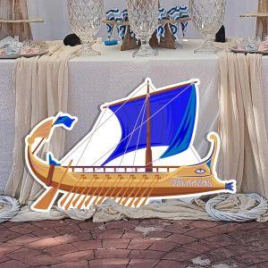 Wooden figure printed, Ancient Greek boat