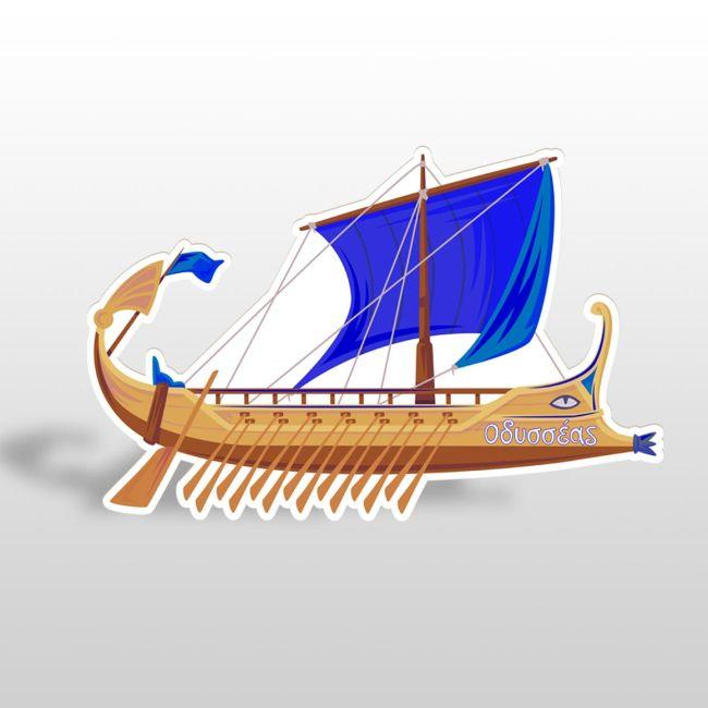 Wooden figure printed, Ancient Greek boat