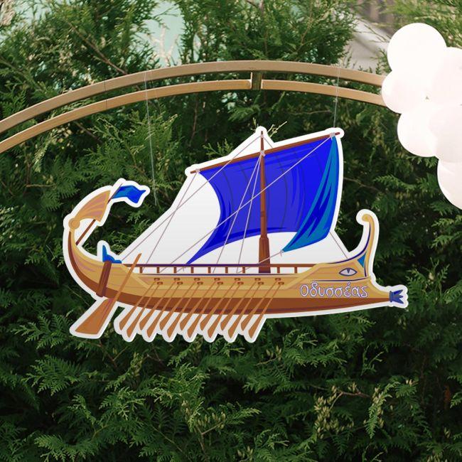 Wooden figure printed, Ancient Greek boat