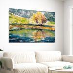 Canvas print LakeAutumn tree reflecting in lake