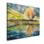 Canvas print LakeAutumn tree reflecting in lake