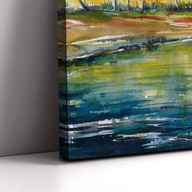 Canvas print LakeAutumn tree reflecting in lake