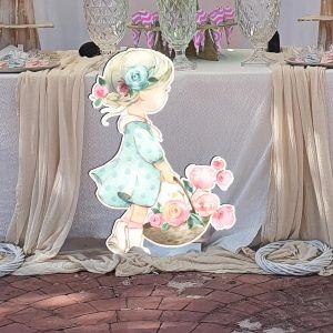 Cute ballerina wooden decorative figure printed 2