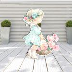 Ξύλινη φιγούρα εκτυπωμένη, Κοριτσάκι με καλάθι vintage