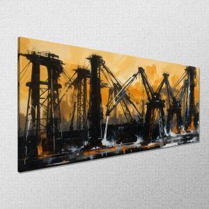 Canvas print  Harbor cranes panoramic Framed canvas View 1 2