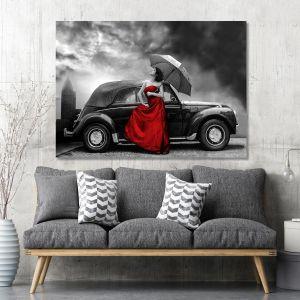 Canvas print Red lady vintage