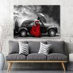 Canvas print Red lady vintage
