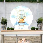 Wooden printed sign, Balloon and painted animals