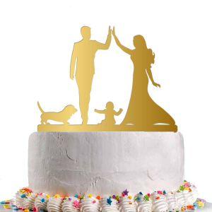 Cake topper Family baby dog 2