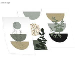 Boho Botanical Beige Green αφίσα κάδρο τρίπτυχο  Αφίσα πόστερ με μαύρη κορνίζα 2