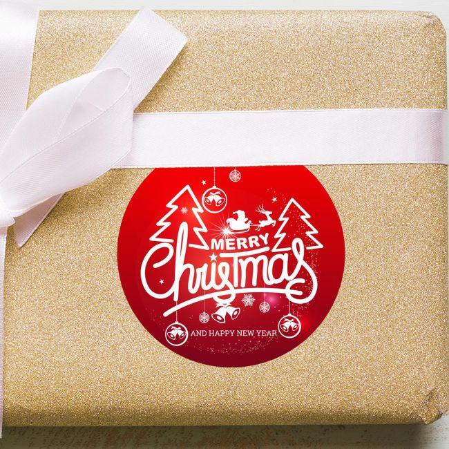 Αυτοκόλλητη Χριστουγεννιάτικη ετικέτα, Merry Christmas and happy new year