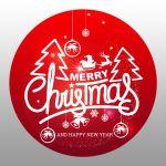 Christmas sticker label, Merry Christmas and happy new year