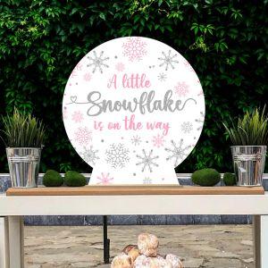 Wooden printed sign,Little snowflake on the way