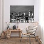 Canvas print View of Brooklyn bridge grayscale