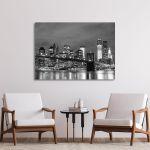 Canvas print View of Brooklyn bridge grayscale