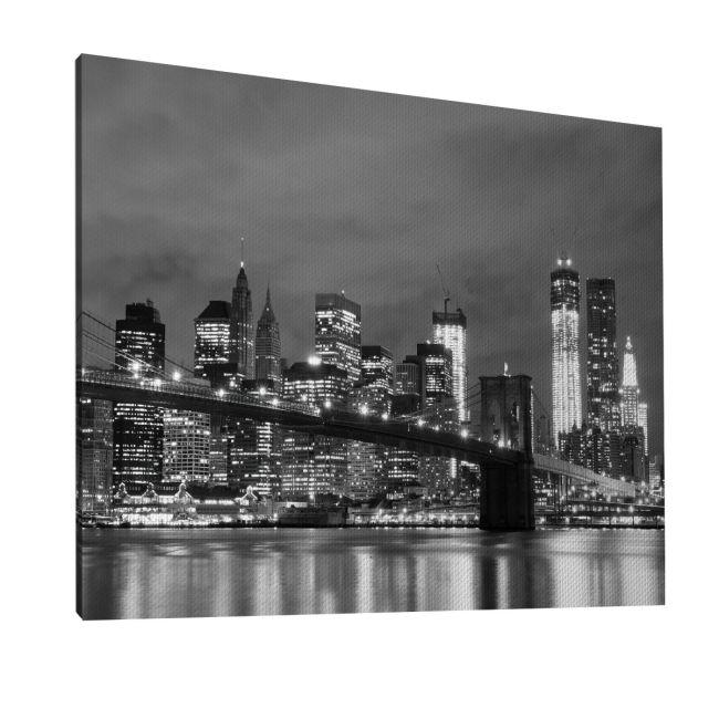 Πίνακας σε καμβά Νέα Υόρκη γέφυρα, View of Brooklyn bridge grayscale