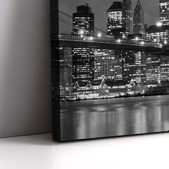Canvas print View of Brooklyn bridge grayscale