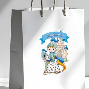 Αυτοκόλλητη ετικέτα πάρτι, Ιππότης και κάστρο, περίγραμμα 