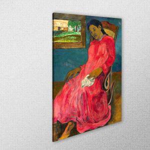 Πίνακας ζωγραφικής Woman in red dress Gauguin P. Καμβάς τελαρωμένος Όψη 1 2