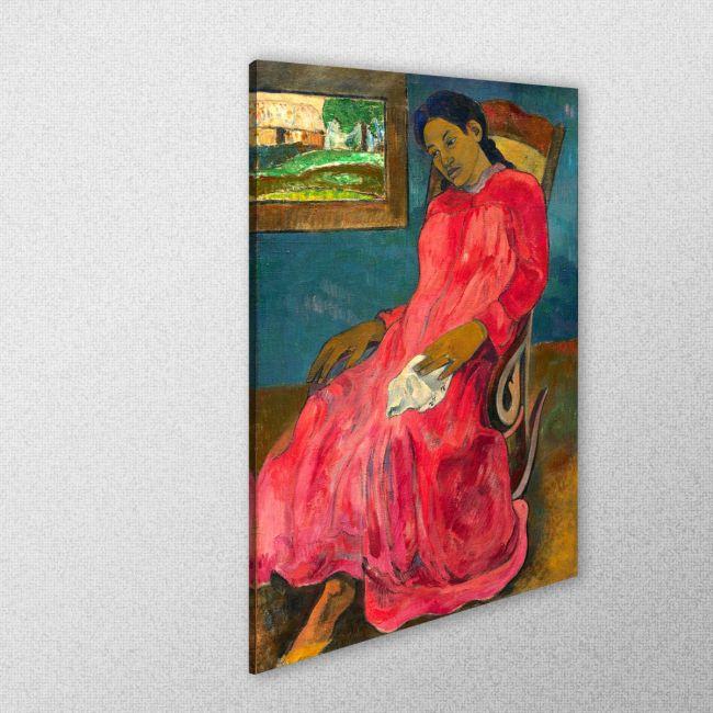 Canvas print Woman in red dress, Gauguin P.