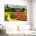 Πίνακας ζωγραφικής Landscape with church and path, Macke August