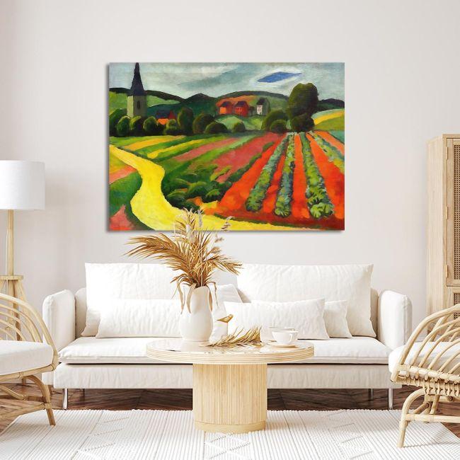 Πίνακας ζωγραφικής Landscape with church and path, Macke August