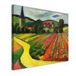 Πίνακας ζωγραφικής Landscape with church and path, Macke August