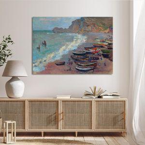 Canvas print The beach at Etretat Monet C. Framed canvas View 1 2