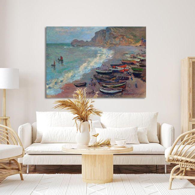 Canvas print The beach at Etretat, Monet C.