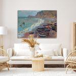 Canvas print The beach at Etretat, Monet C.