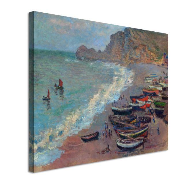 Canvas print The beach at Etretat, Monet C.