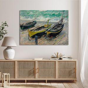 Canvas print Three fishing boats Monet C. Framed canvas View 1 2