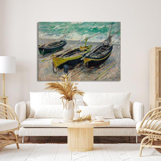 Canvas print Three fishing boats, Monet C.