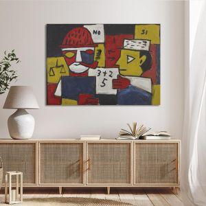 Canvas print Constructivo a cinco tonos con dos figuras discutiendo Joaquín Torres-García Framed canvas View 1 2