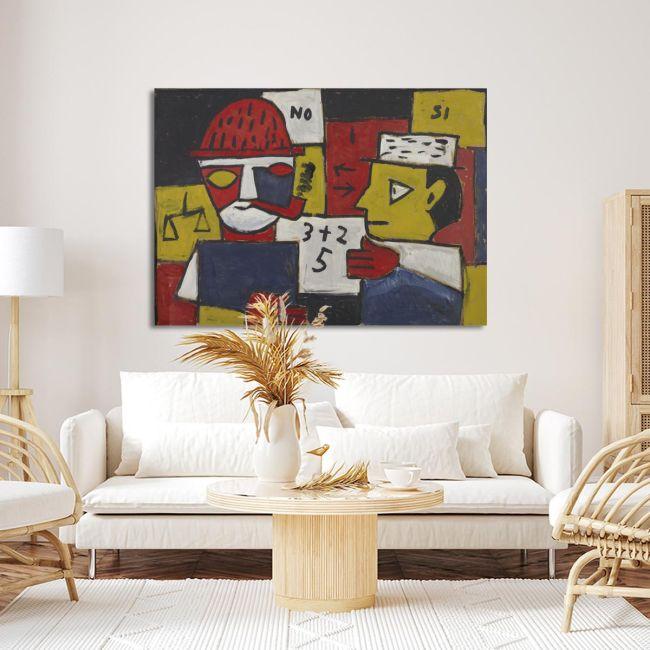 Canvas print Constructivo a cinco tonos con dos figuras discutiendo, Joaquín Torres-García