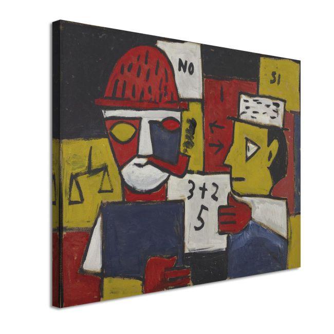 Canvas print Constructivo a cinco tonos con dos figuras discutiendo, Joaquín Torres-García