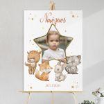 Canvas baptism baptism Welcome, Star with photo and woodland animals
