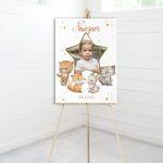 Canvas baptism baptism Welcome, Star with photo and woodland animals