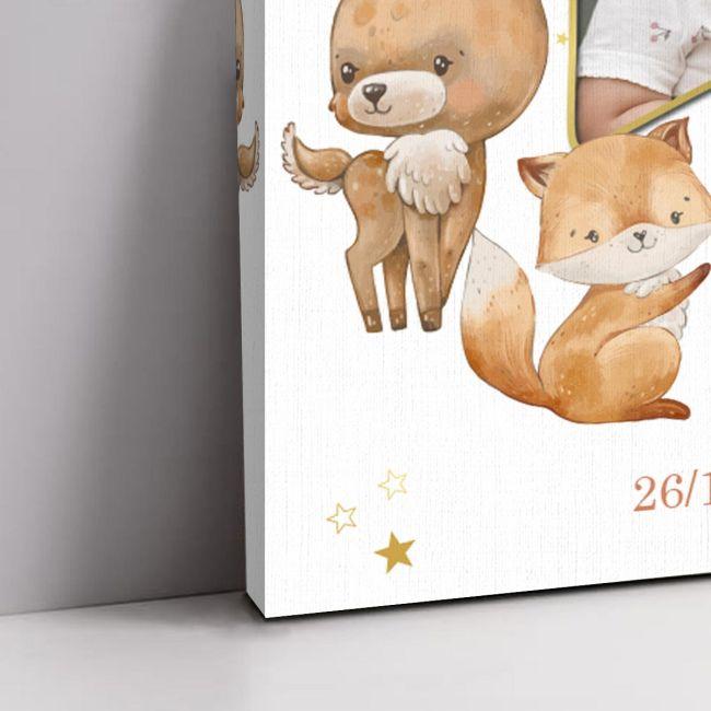 Canvas baptism baptism Welcome, Star with photo and woodland animals